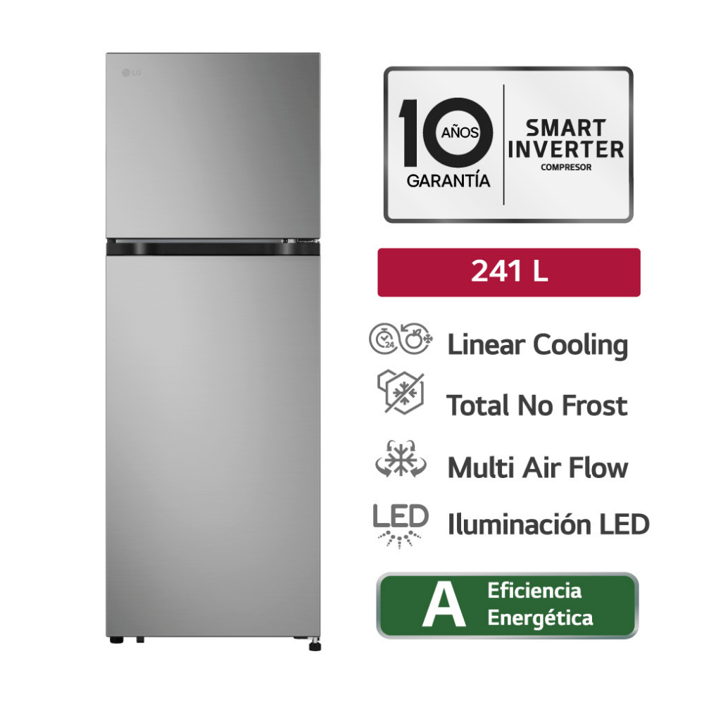 Refrigeradora Lg Vt24bpy Top Freezer 241 litros No Frost Plata