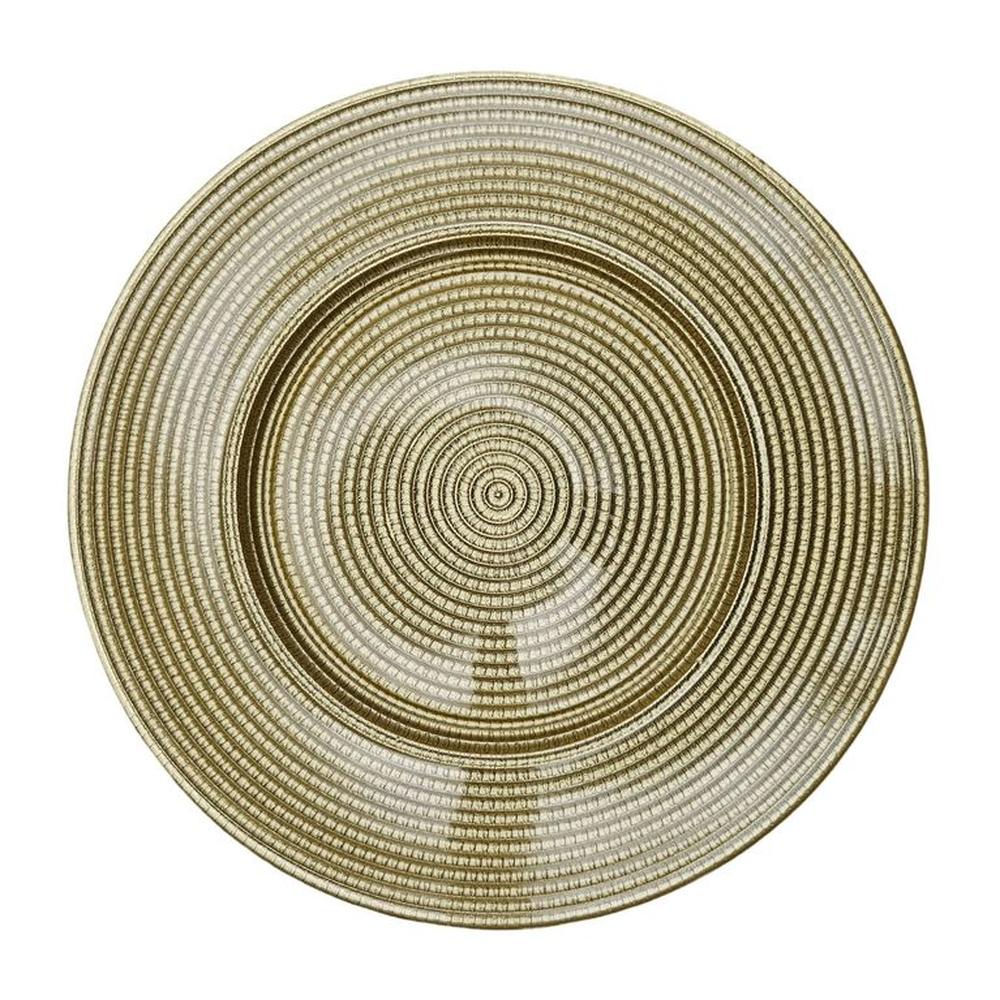 Plato base de vidrio color dorado 33 cm, alta calidad