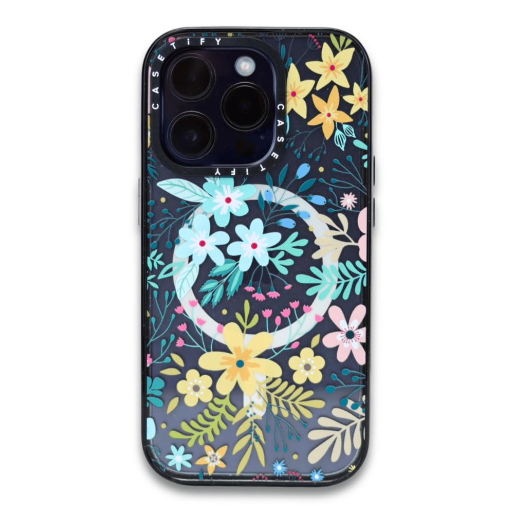 Case Casetify Spring Flowers Sky Blu con Magsafe para Iphone 14 Pro