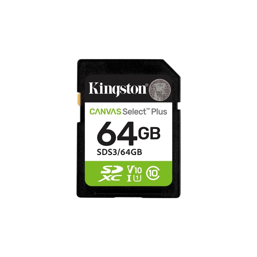 Tarjeta SDXC Kingston Canvas Select Plus 64GB Class 10/UHS-I - Rápido 100MB/s, Ideal para Videocáma
