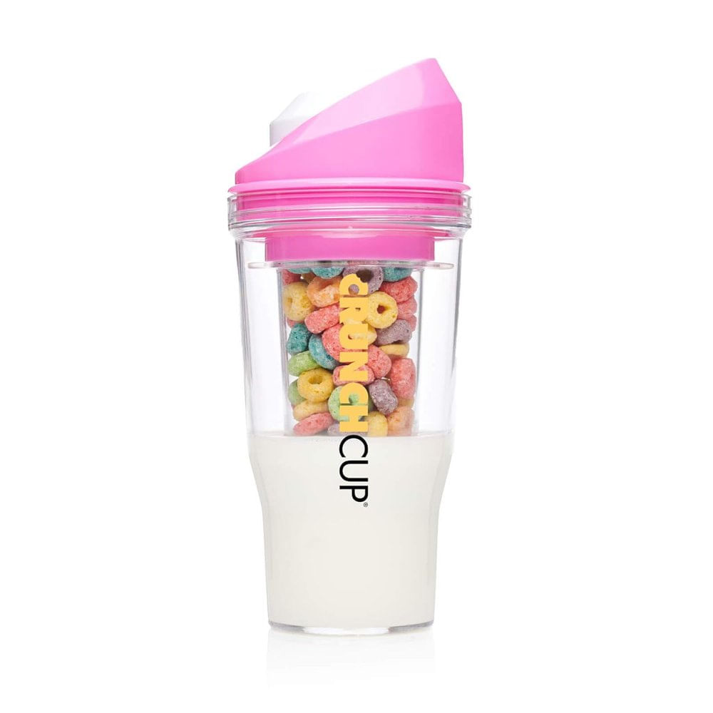 CrunchCup XL – Vaso portátil para cereal y leche (ROSADO)