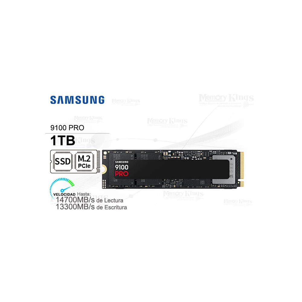 Samsung 9100 Pro SSD 1TB M.2 2280 NVMe 2.0, Alta Velocidad PCIe 5.0, Ideal para Gaming y Edición