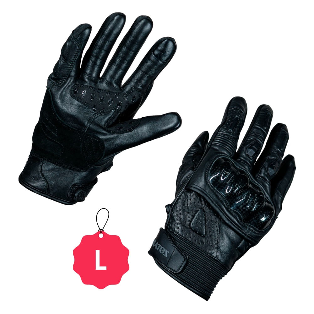Guantes para Motociclista Kratoz Modelo WORKER Negro Cuero Talla L
