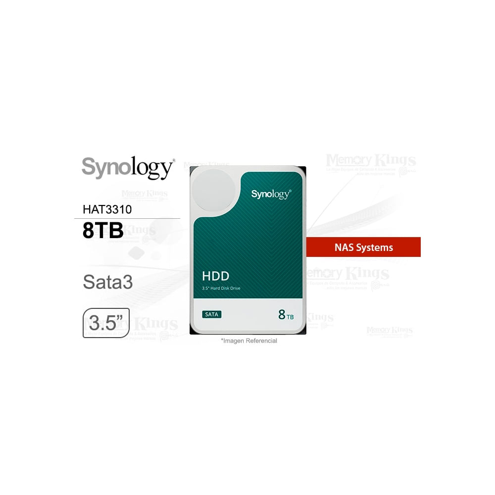 Disco duro Synology 8TB HAT3310-8T, 7200 RPM, alto rendimiento y gran capacidad para almacenamiento