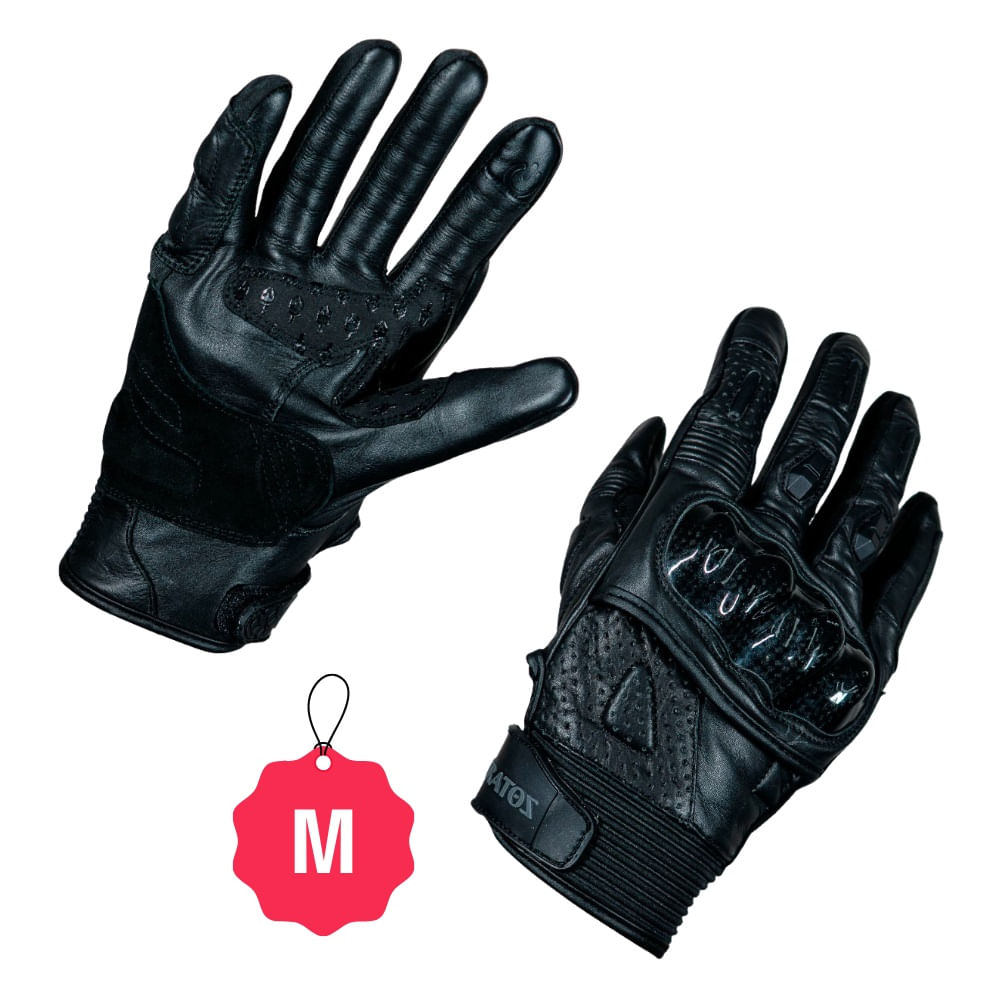 Guantes para Motociclista Kratoz Modelo WORKER Negro Cuero Talla M