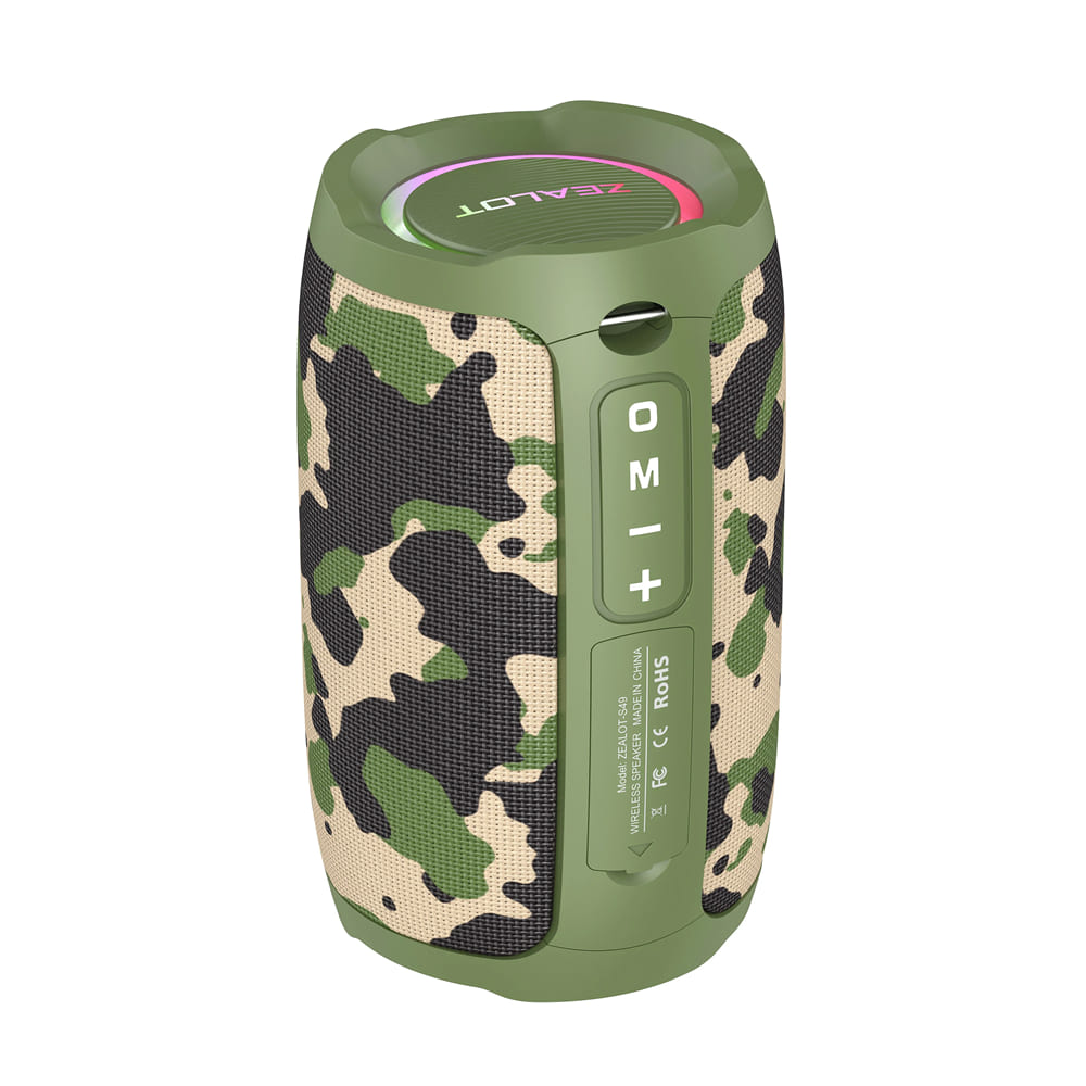 Parlante Inalámbrico Zealot S49 Resistente al Agua 10W Camuflaje