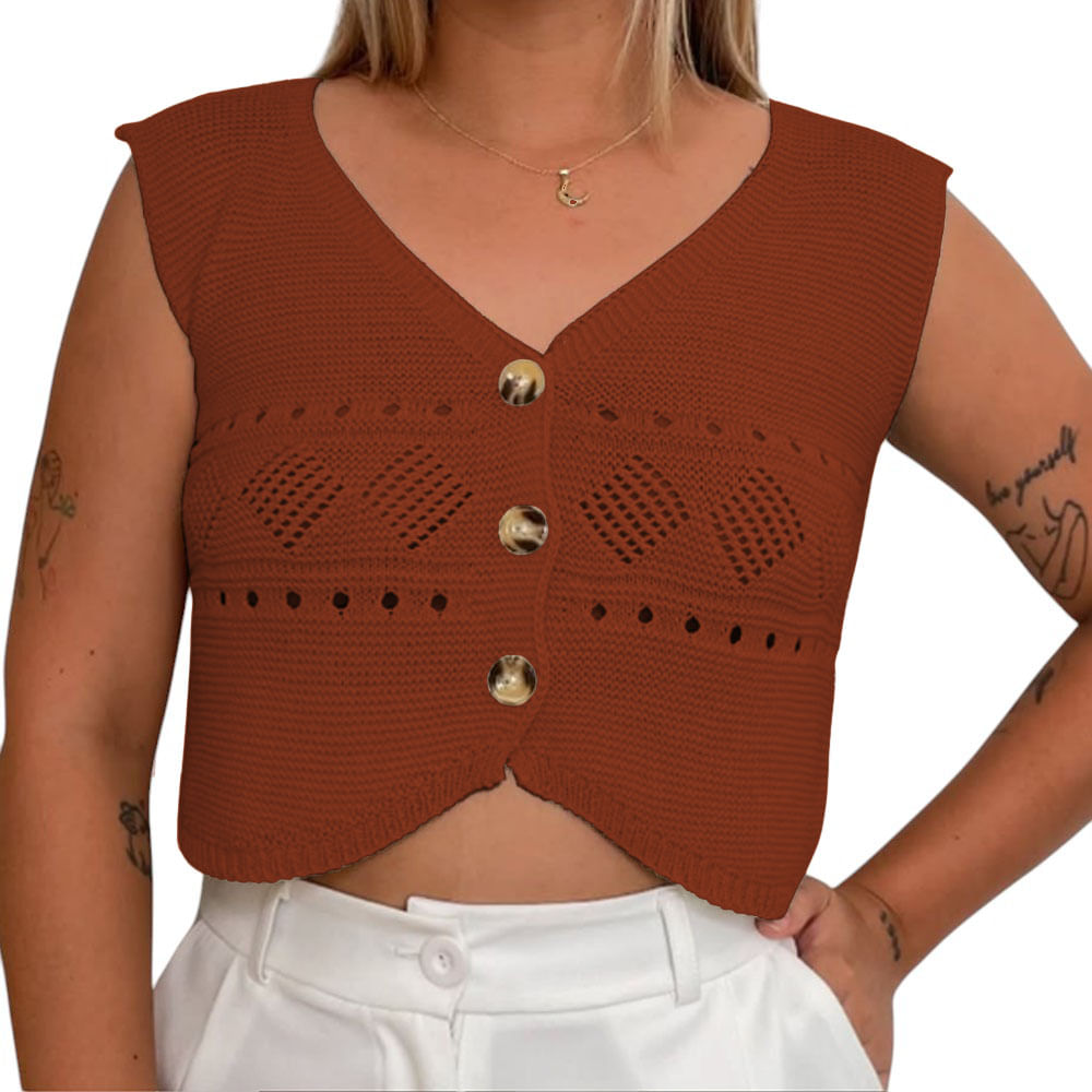 Sueter Mujer Hilo Tacto 352G-15 Color Ladrillo