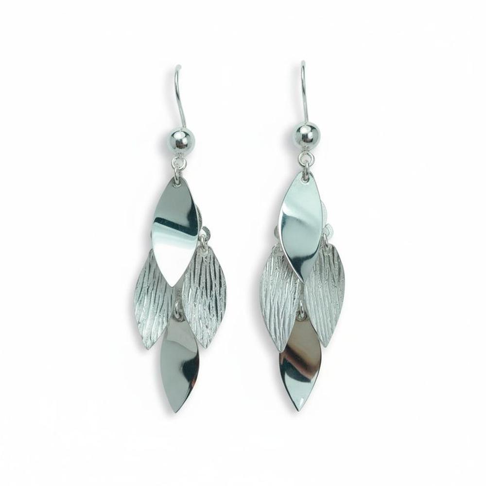 ARETE DE PLATA COLGANTE HOJAS PEQUEÑAS VARIAS