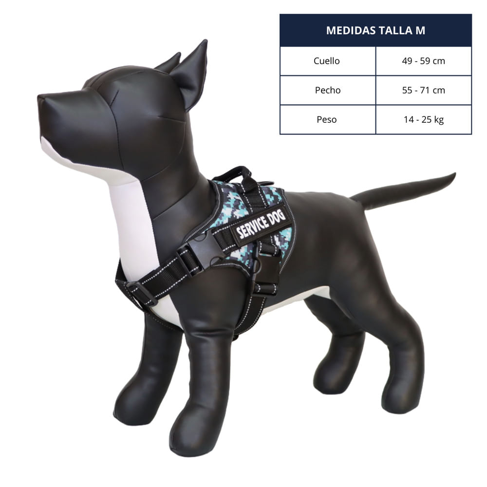 Pechera Arnés para Perros de Servicio Extra Doble Color Azul Camuflado Talla M Pechera Arnés para Perros de Servicio Extra Doble Color Azul Camuflado Talla M