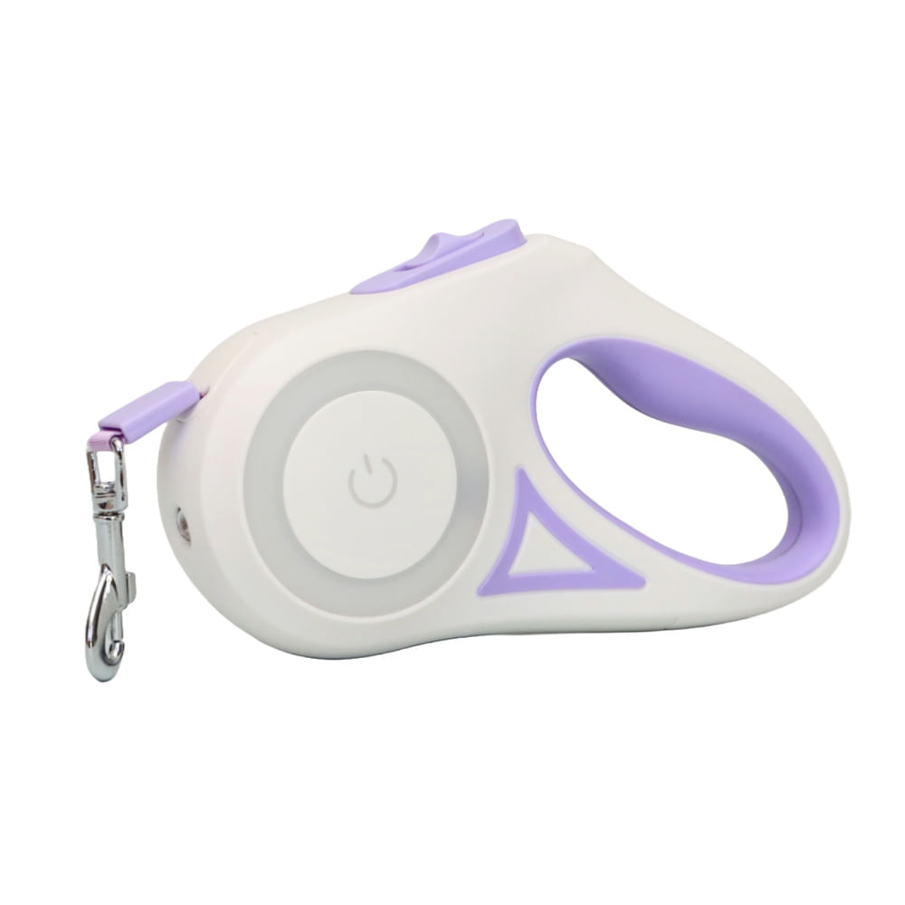 Correa Retráctil Hipidog con Linterna Led para Mascotas 5M de Color Morado Correa Retráctil Hipidog con Linterna Led para Mascotas 5M de Color Morado