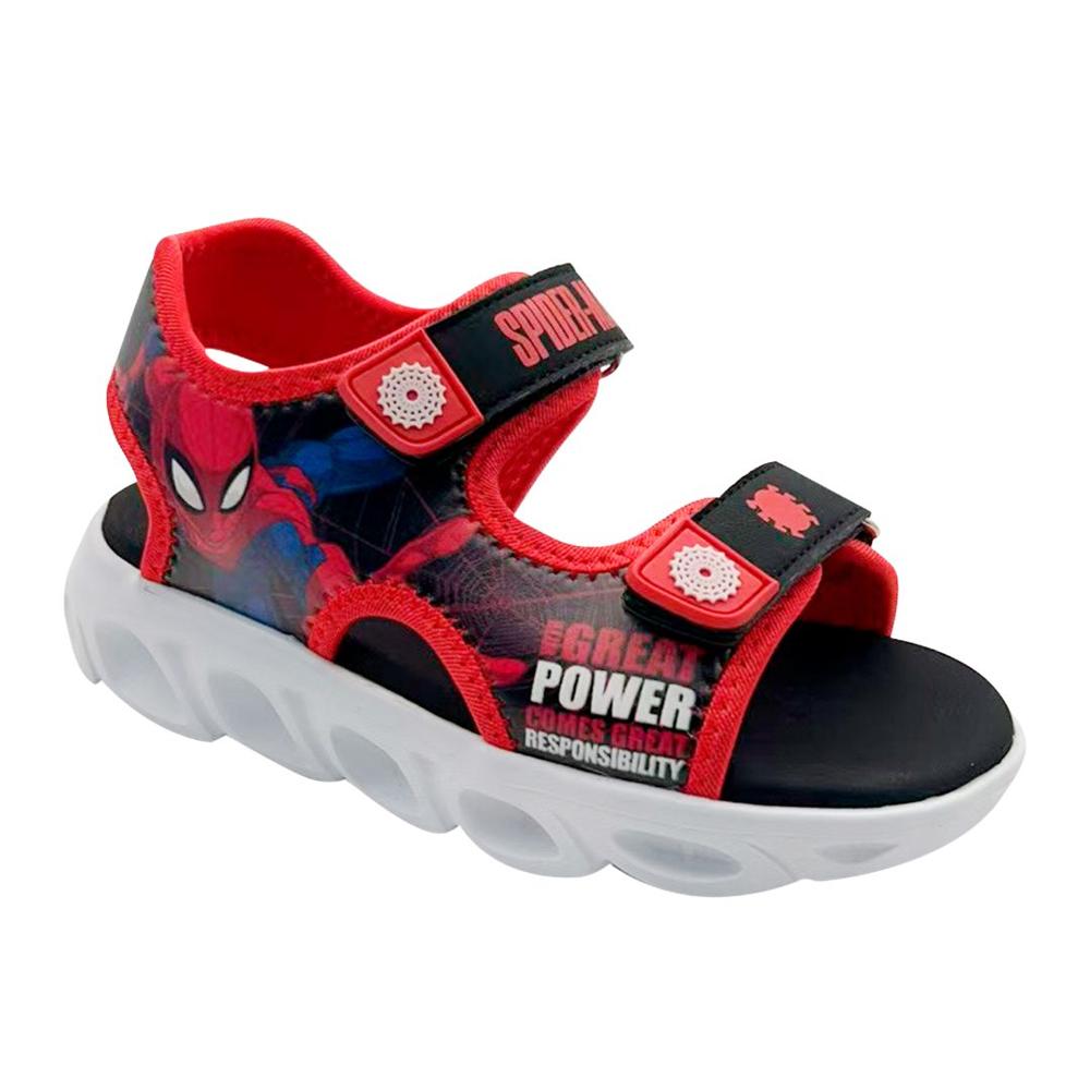 Sandalias Niño Playera Spiderman Rojo Luces Talla 33