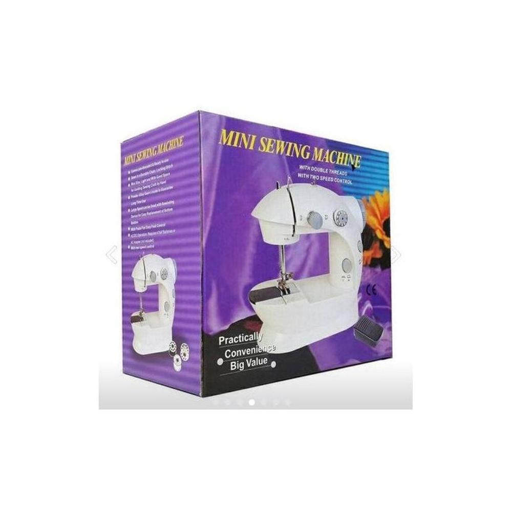 Mini máquina de coser portátil con pedal -blanco