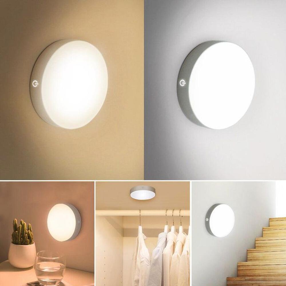 Luz led blanca reflector circular sensor de movimiento recargable
