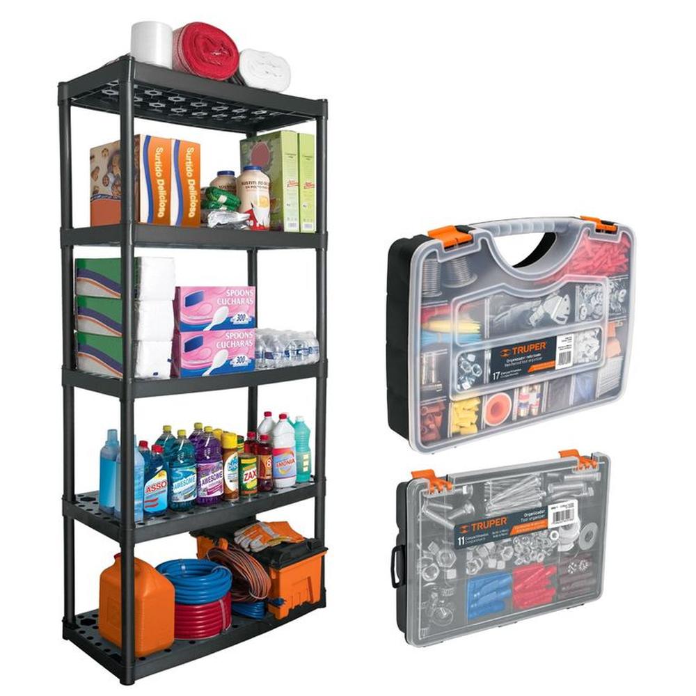 Estante de 5 Repisas y dos organizadores de 9"" y 17"" Truper 19943-19939-10035