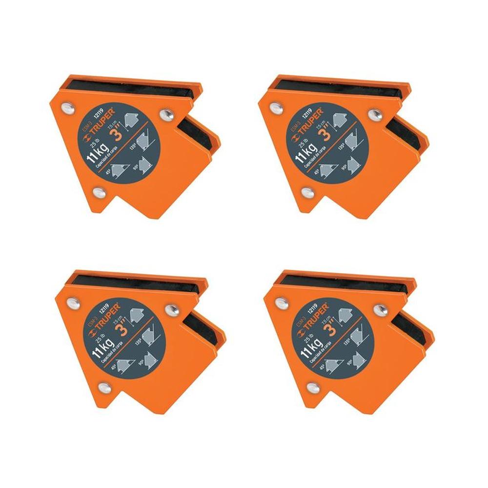 Escuadra magnética 3" para soldar x 4 unidades capacidad 11 kg truper 12119-4
