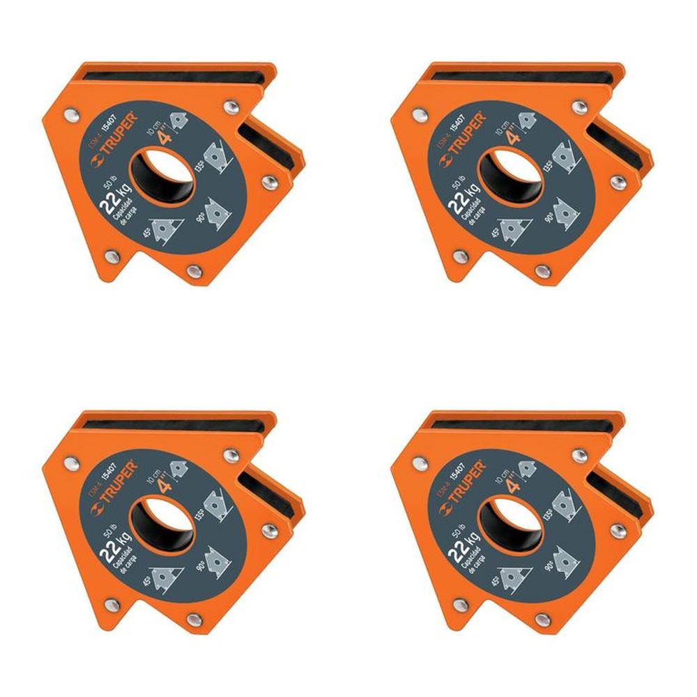 Escuadra magnética 4" para soldar x 4 unidades capacidad 22 kg truper 15407-4