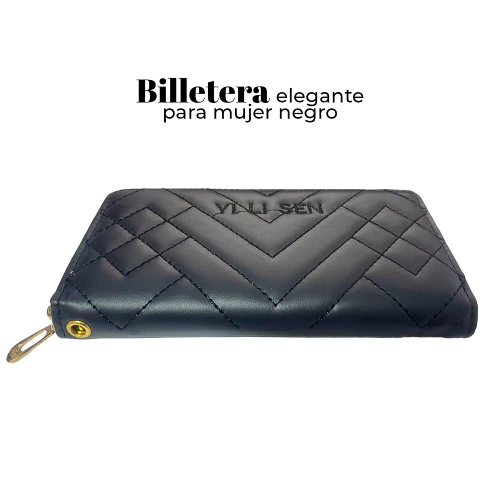 Billetera Larga Elegante Mujer Negro