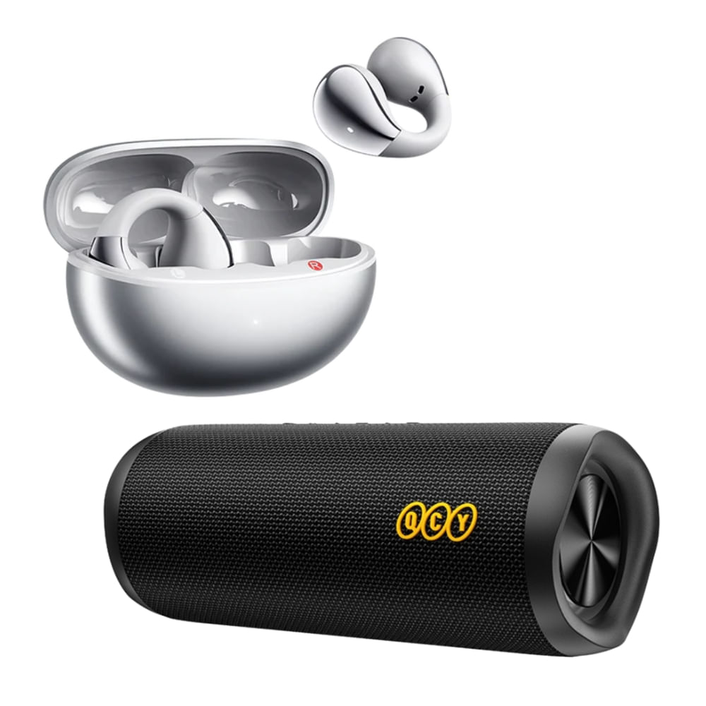 Combo QCY Audífonos Inalámbricos Crossky C30S Plateado  + QCY Speaker SP7 Negro