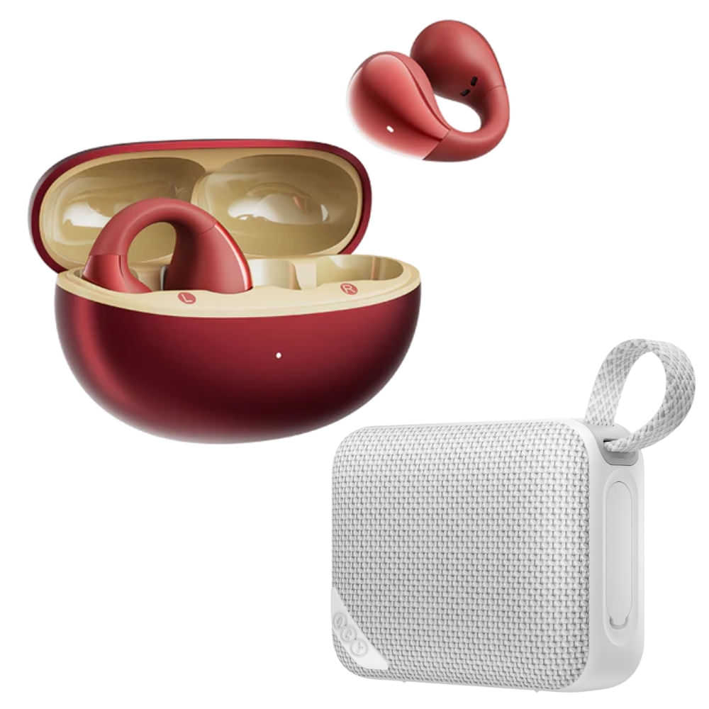 Combo QCY Audífonos Inalámbricos Crossky C30S  Rojo + QCY Altavoz SP2 Blanco