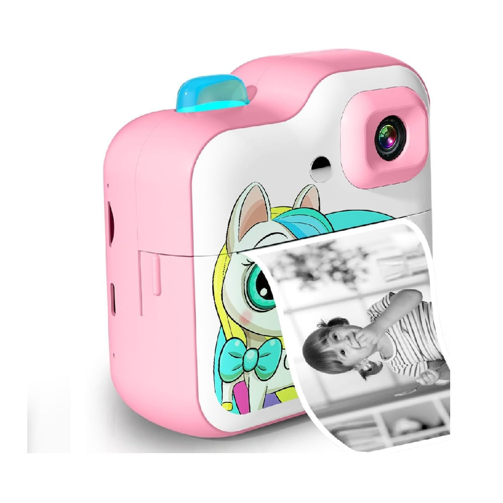 Cámara Digital Infantil Diseño Unicornio Con Impresión Térmica Juegos
