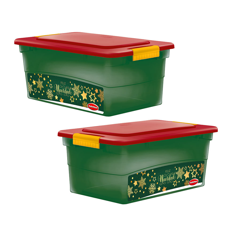 Caja Lokit #30 Navidad Verde con Tapa Roja Polinplast