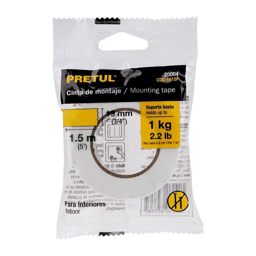 Cinta Doble Contacto de 19mm x 15 m Pretul - 20004 Amarillo