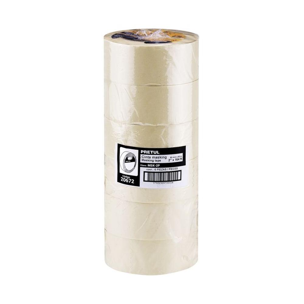 Cinta masking tape de 2 x 50 m Pretul - 20672 Amarillo