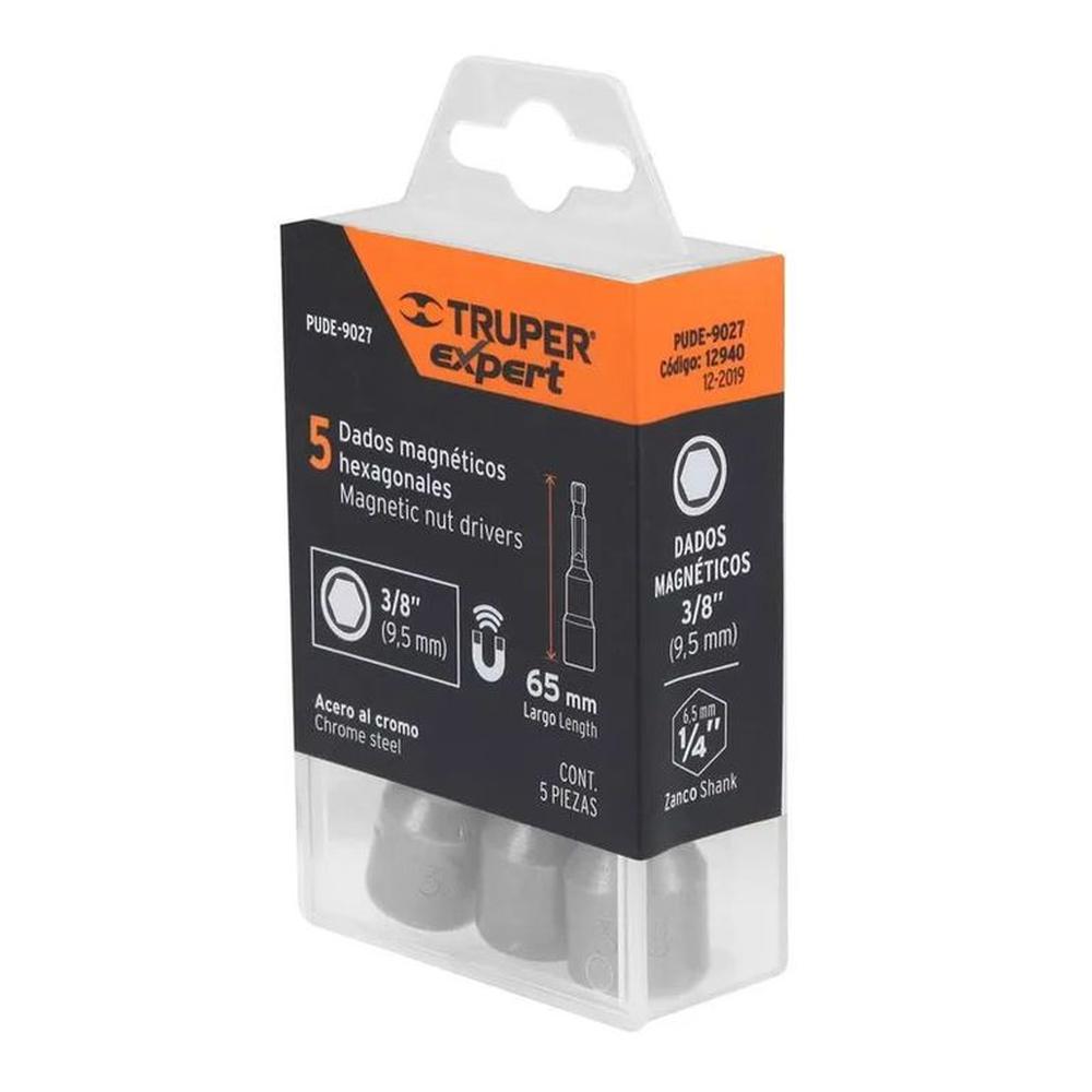 Estuche con 5 dados magnéticos de 38 largo 2 Truper - 12940