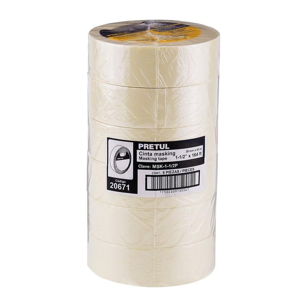 Cinta masking tape de 1-12 x 50 m Pretul - 20671 Amarillo