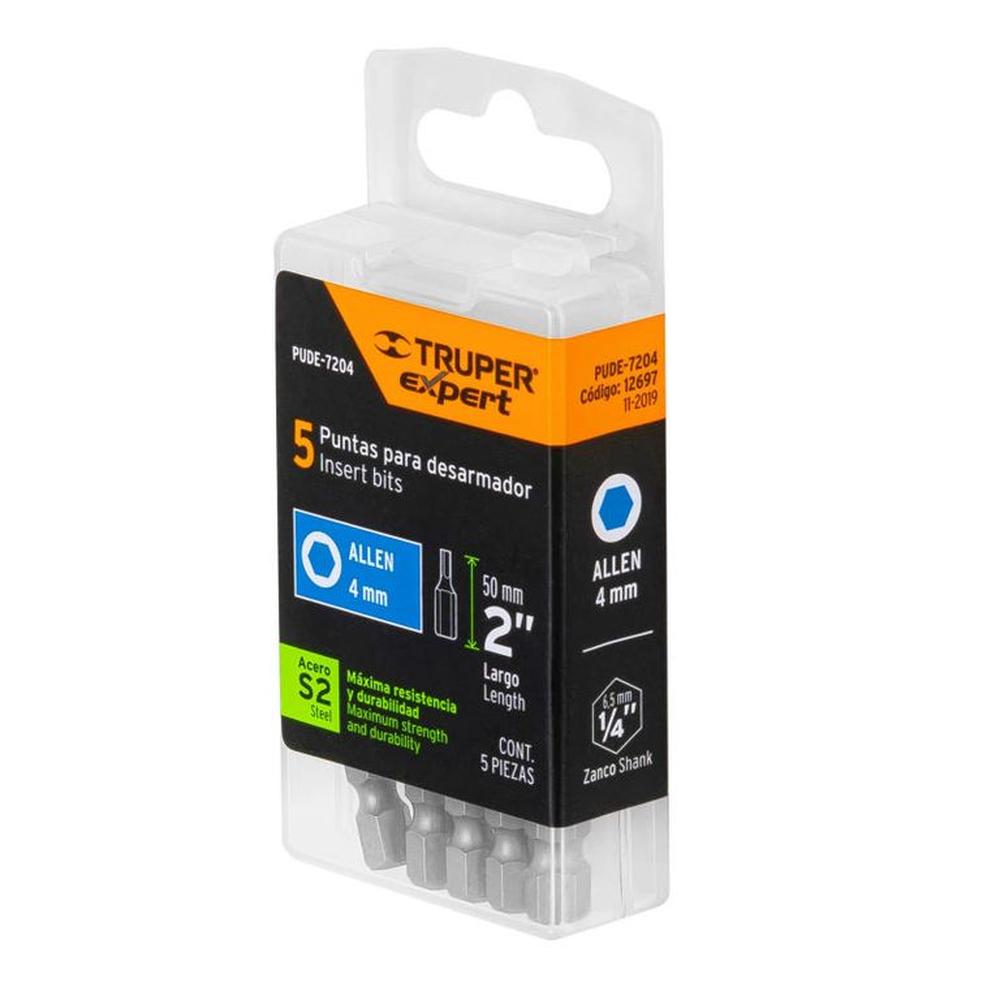 5 puntas hexagonales de 4 mm Truper - 12697