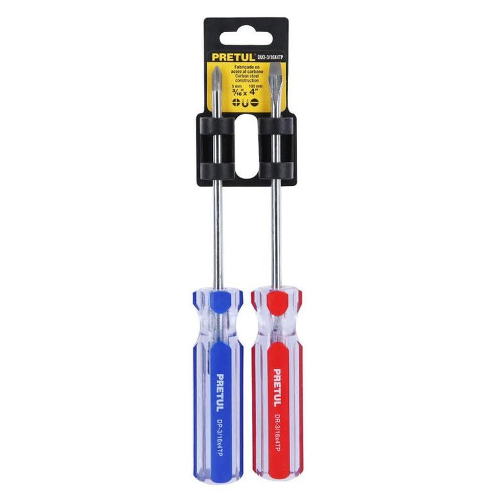 Dúo de desarmadores 316 x 4 mango de PVC Pretul - 20211
