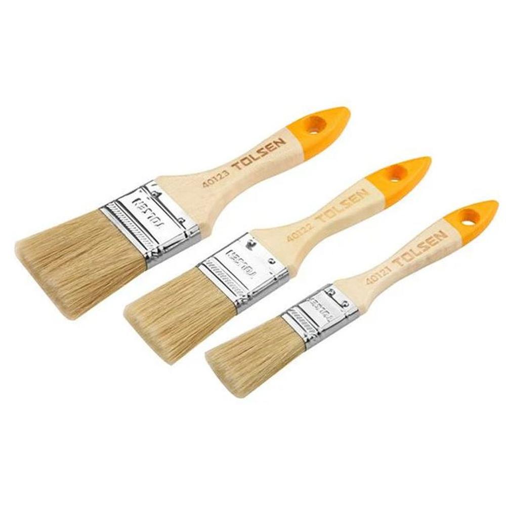 Juego de 3 pcs de Brochas 1 15 y 2 pulg Tolsen -40144 MADERA