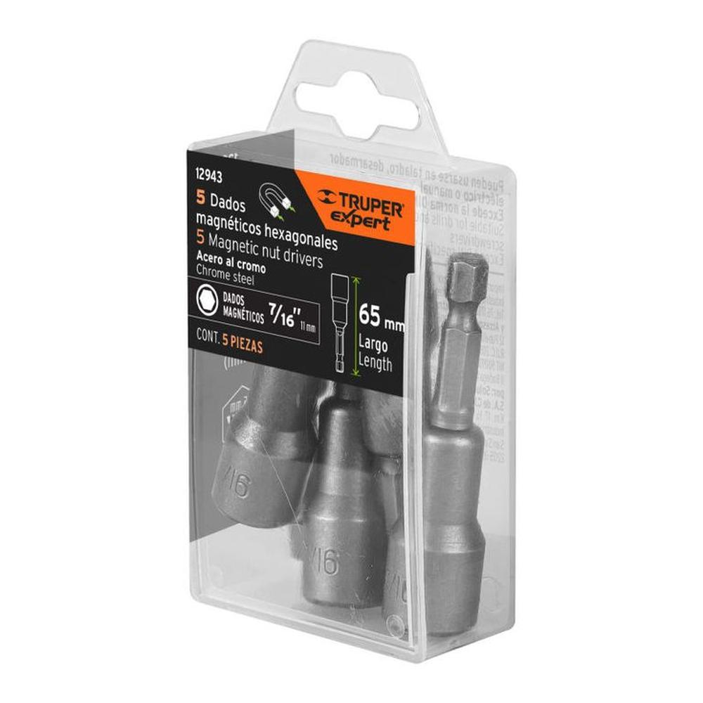 Estuche con 5 dados magnéticos de 716 largo 2-12 Expert - 12943