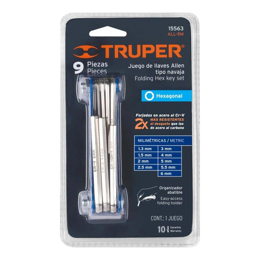 Juego de 9 llaves allen mm tipo navaja cuerpo de lámina - 15563