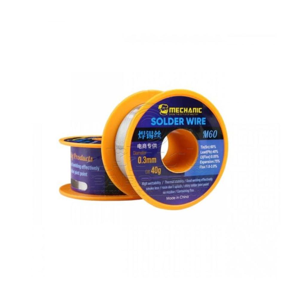 Rollo De Estaño 60 40 Mechanic 40gr 03mm Gris