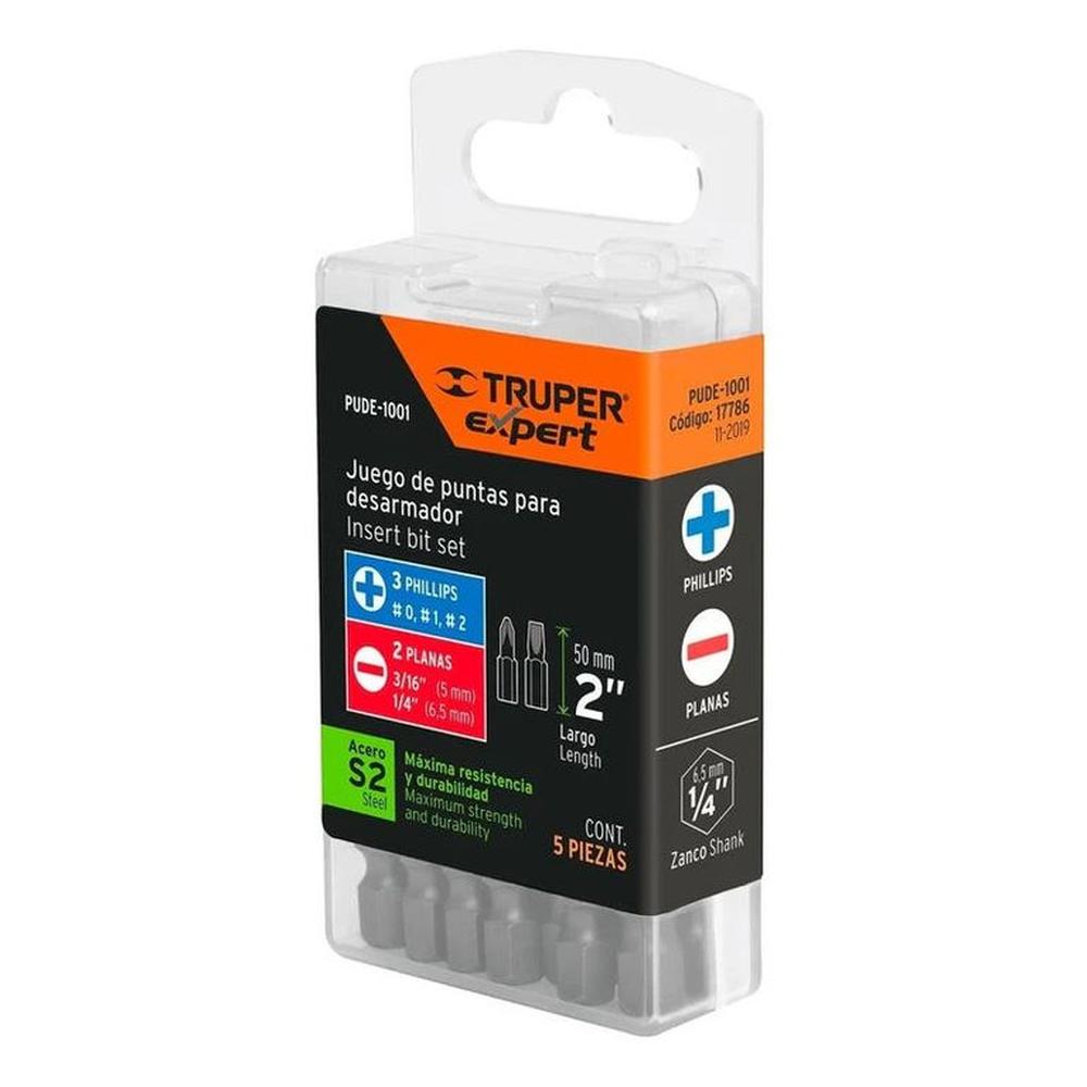 Juego De 5 Puntas De Cruz Y Planas Largo 2  Truper 17786