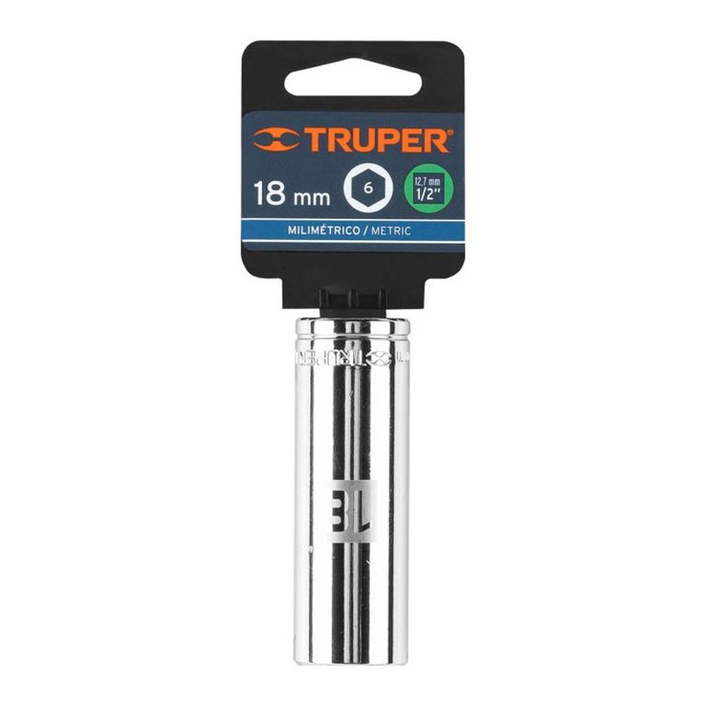 Dado largo de 18 mm 6 puntas cuadro 12 Truper - 13358