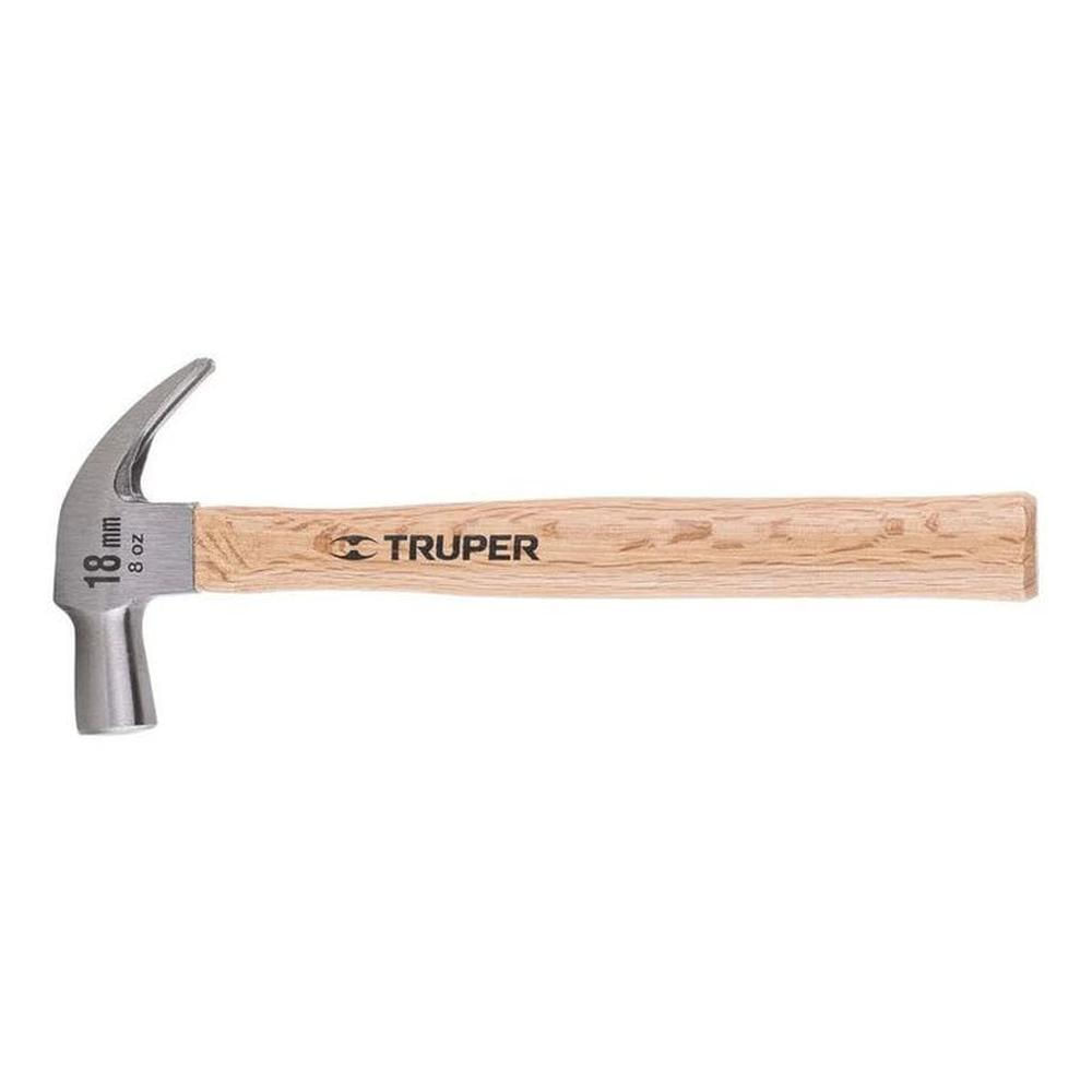 Martillo cabeza cónica 18 mm uña curva mango madera Truper - 10554