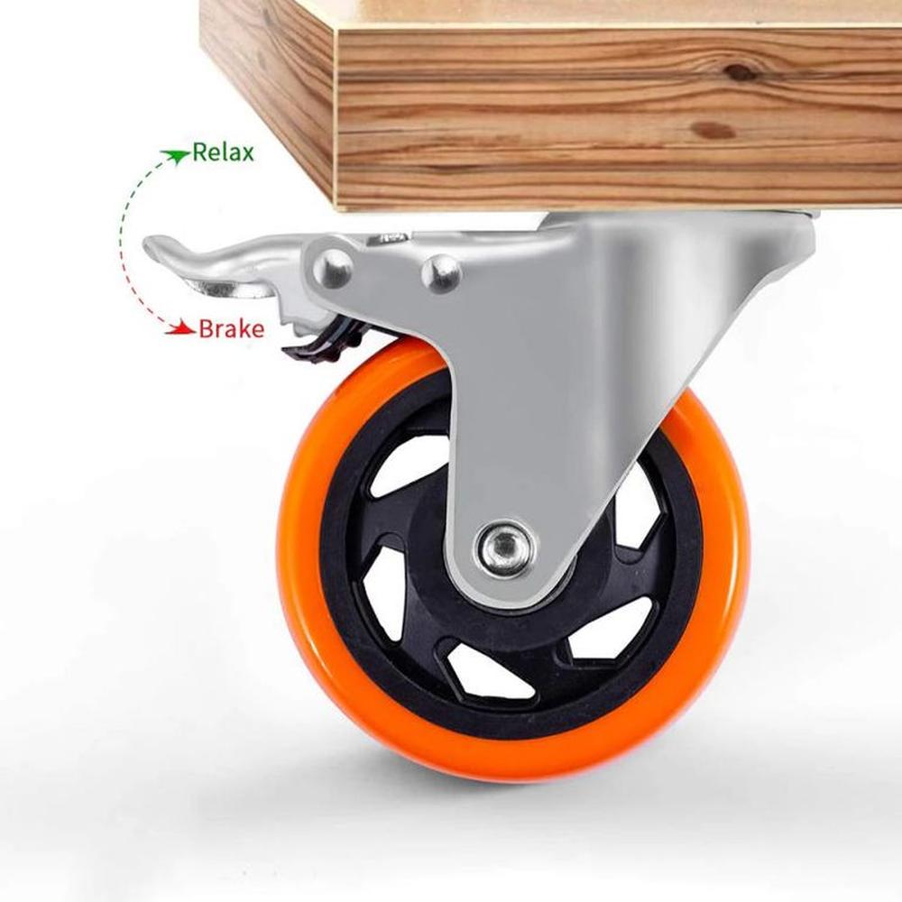Rodamiento Garrucha giratoria naranja de 4 pulg con freno EDIROF-4PULG Gris