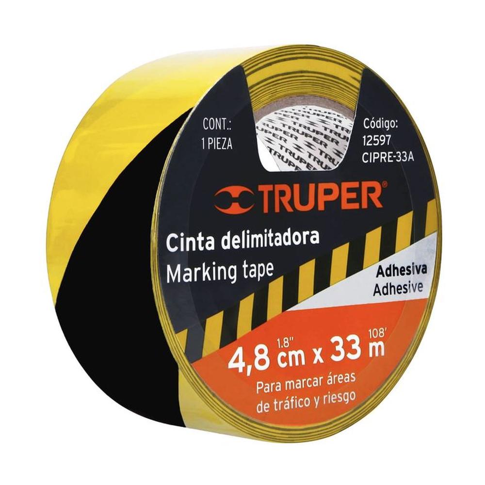 Cinta De Seguridad amarilla negro de 33m Truper - 12597 AMARILLO