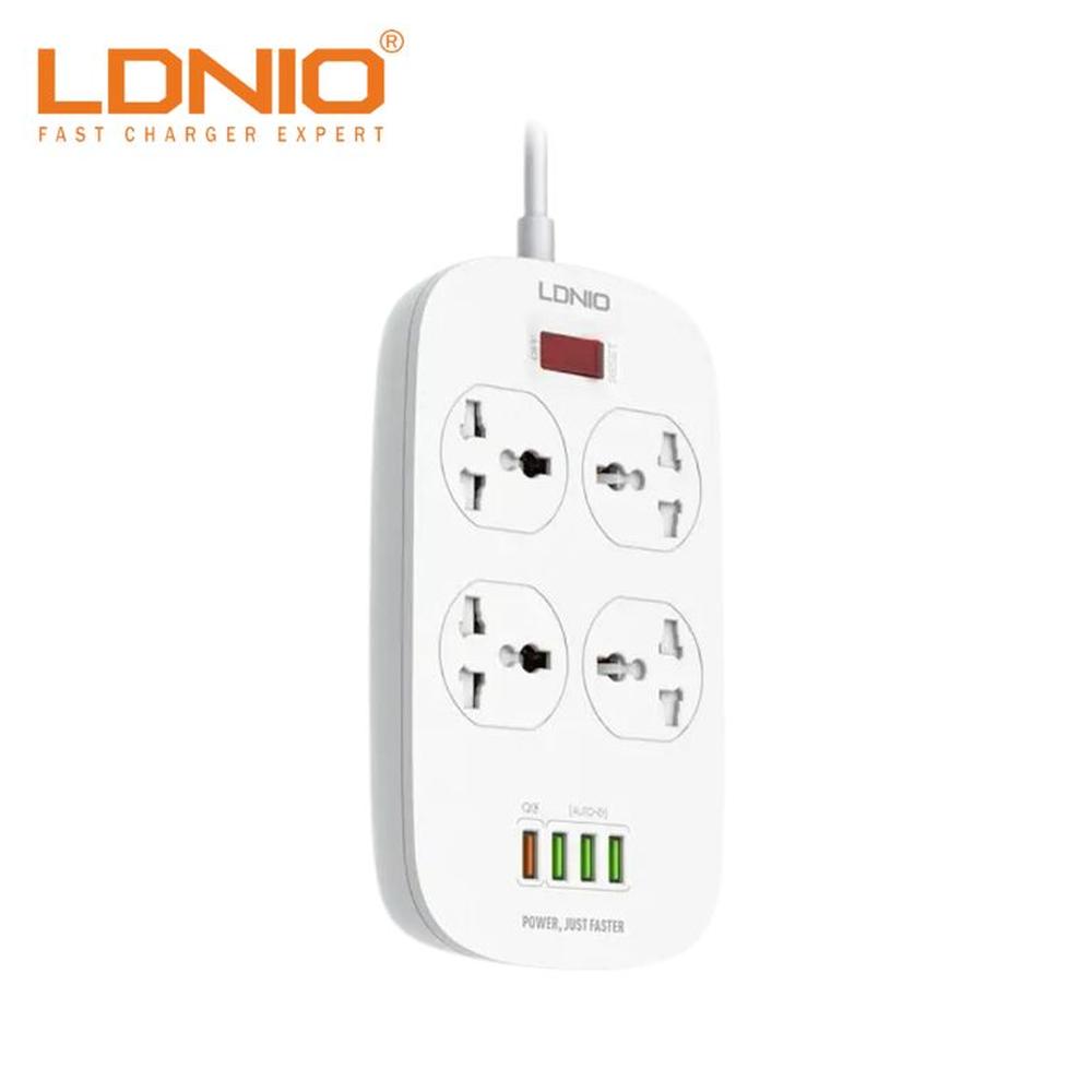 Extensión Tomacorriente LDNIO 4 Power Socket SC4407 Blanco USB QC 3.0
