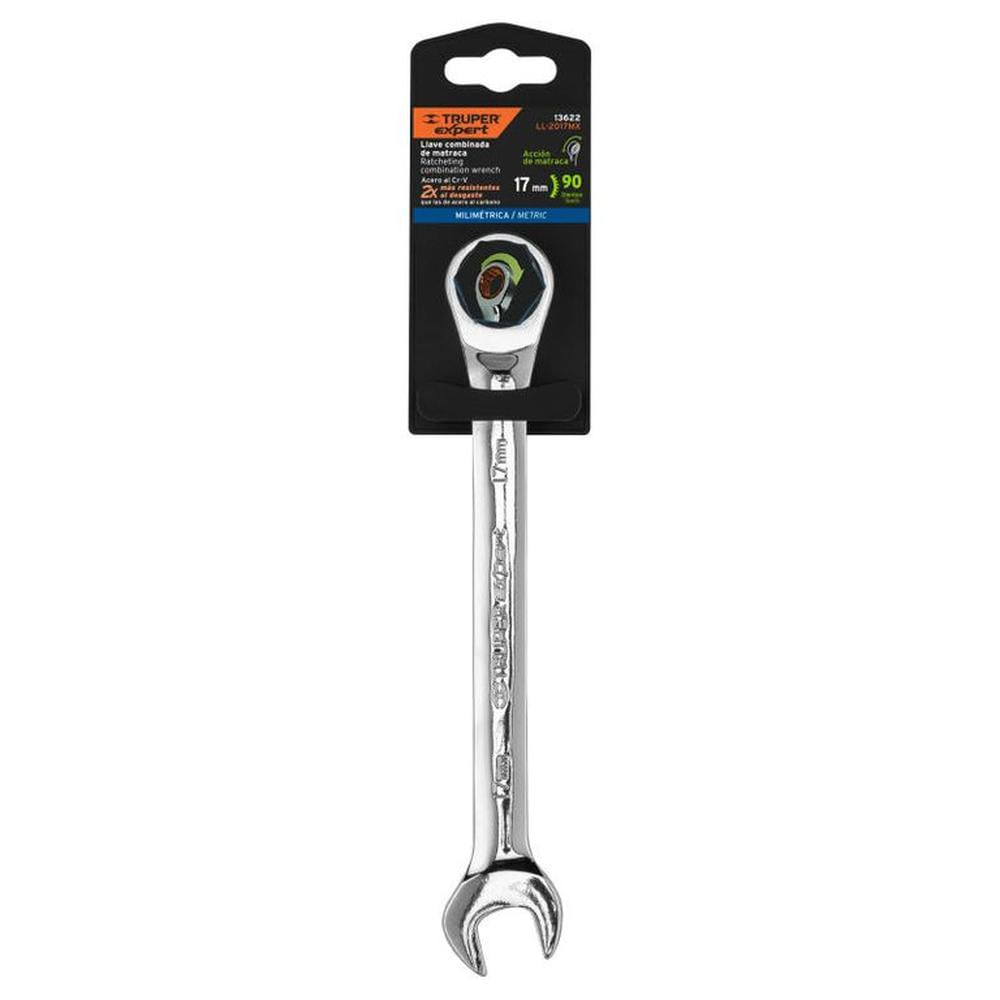 Llave mixta con ratchet 17 mm x 218 mm largo Expert - 13622