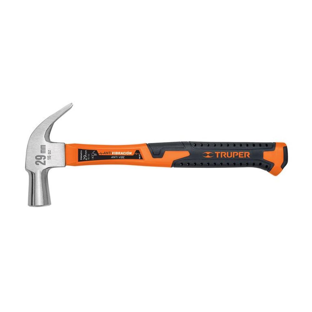 Martillo cabeza cónica 29 mm uña curva mango fibra vidrio Truper - 10852
