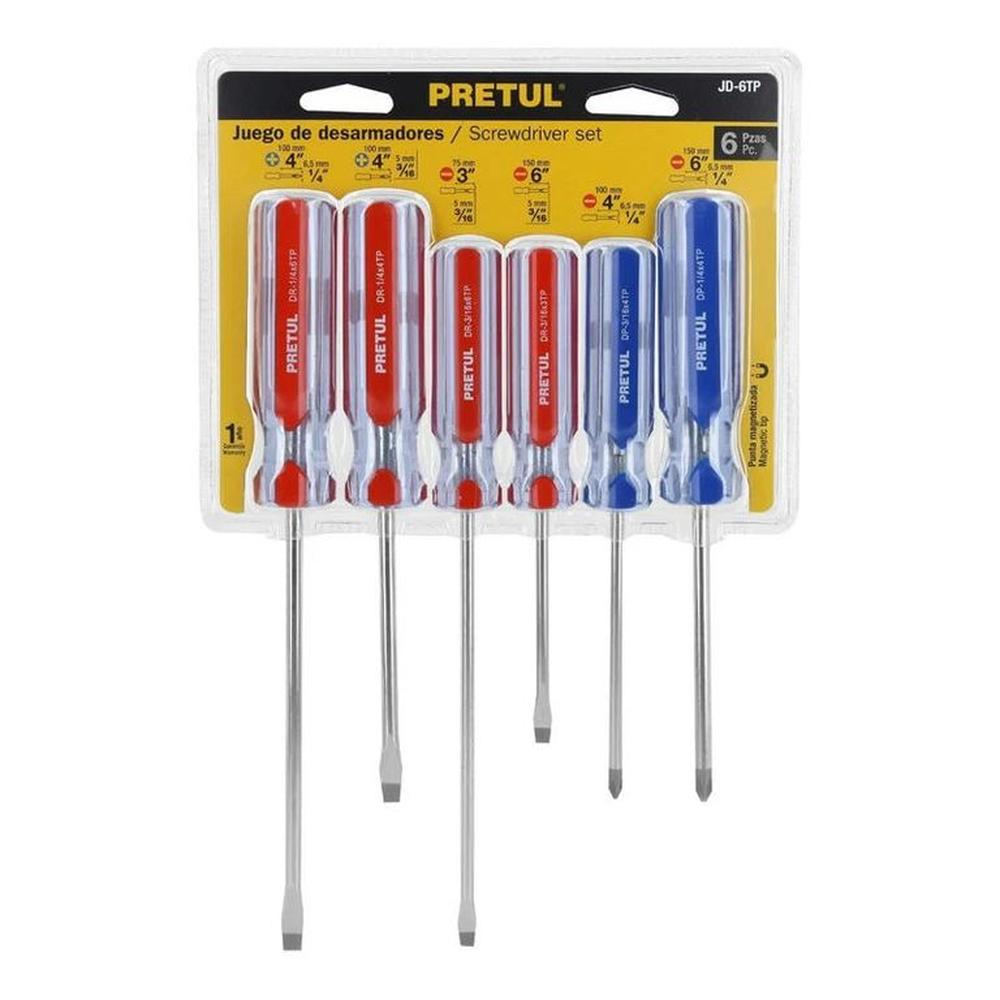 Juego De 6 Desarmadores Mango De Pvc Pretul