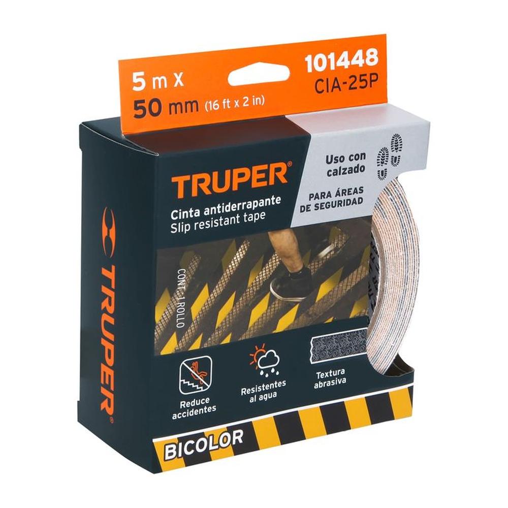 Cinta antiderrapante amarillo y Negro 50mmx5m Truper 101448 AMARILLO NEGRO