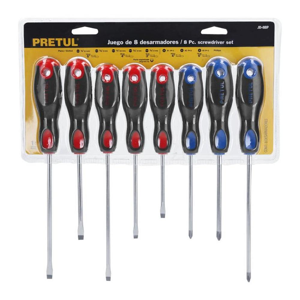 Juego de 8 desarmadores mango Comfort Grip Pretul - 20219