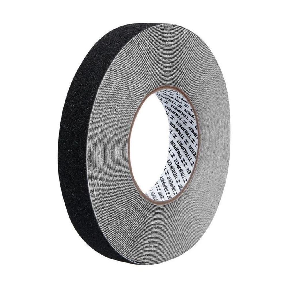 Rollo de 18m de cinta antiderrapante negra 25mm con abrasivo Truper - 101443 Negro