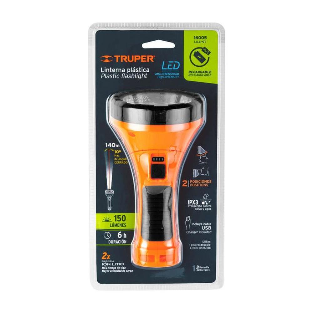 LILE-11T Linterna plástica 1 LED 200 lm recargable Truper - 19847