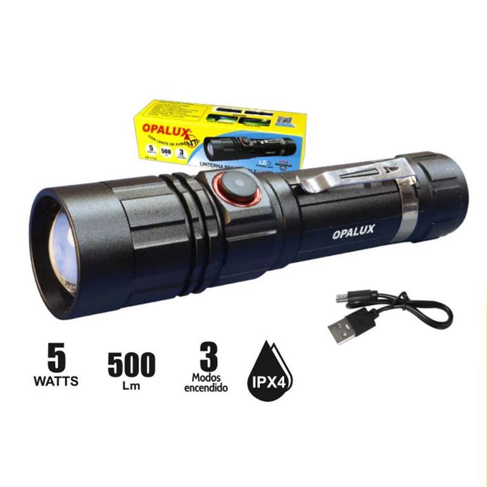 LINTERNA RECARGABLE ZOOM 5W OPALUX OP-1735