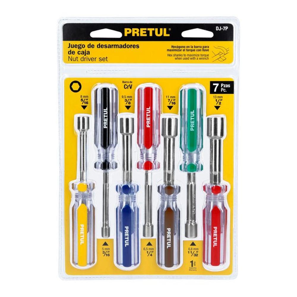 Juego de 7 desarmadores tipo dado mango de PVC Pretul - 21420